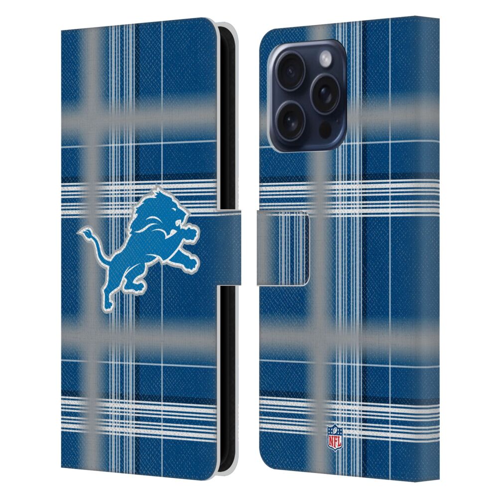 DETROIT LIONS(NFL) デトロイトライオンズ デトロイトライオンズ - Plaid レザー手帳型 / Apple iPhoneケース 【公式 / オフィシャル】
